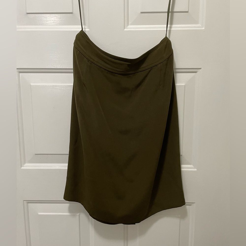 VINTAGE FASHION PENCIL Jones New York Skirt Fully Lined Olive Green Silk Midi 6